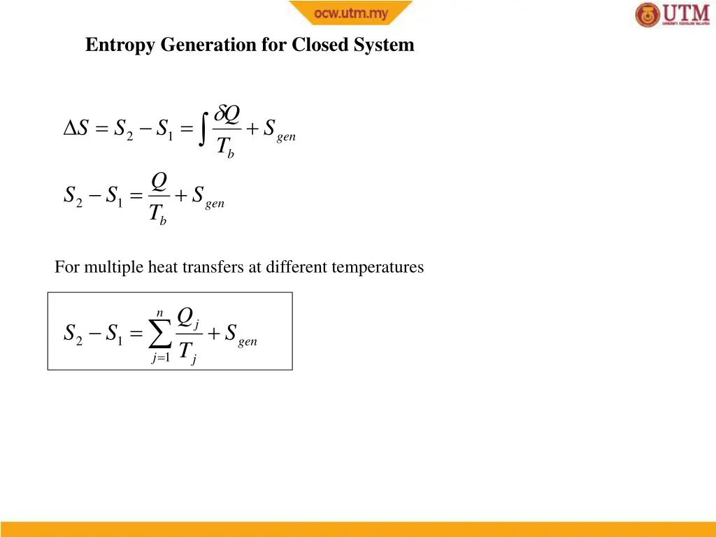 entropy generation for closed system 1