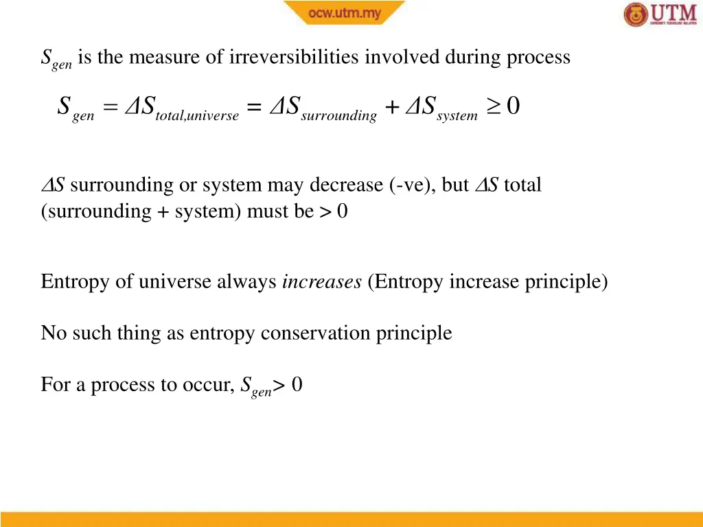 s gen is the measure of irreversibilities