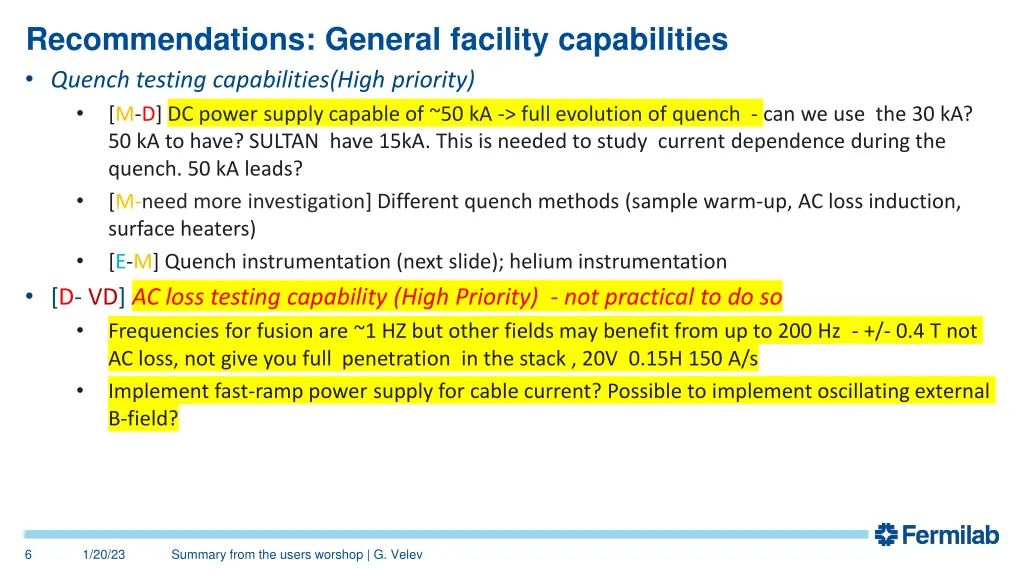 recommendations general facility capabilities 2