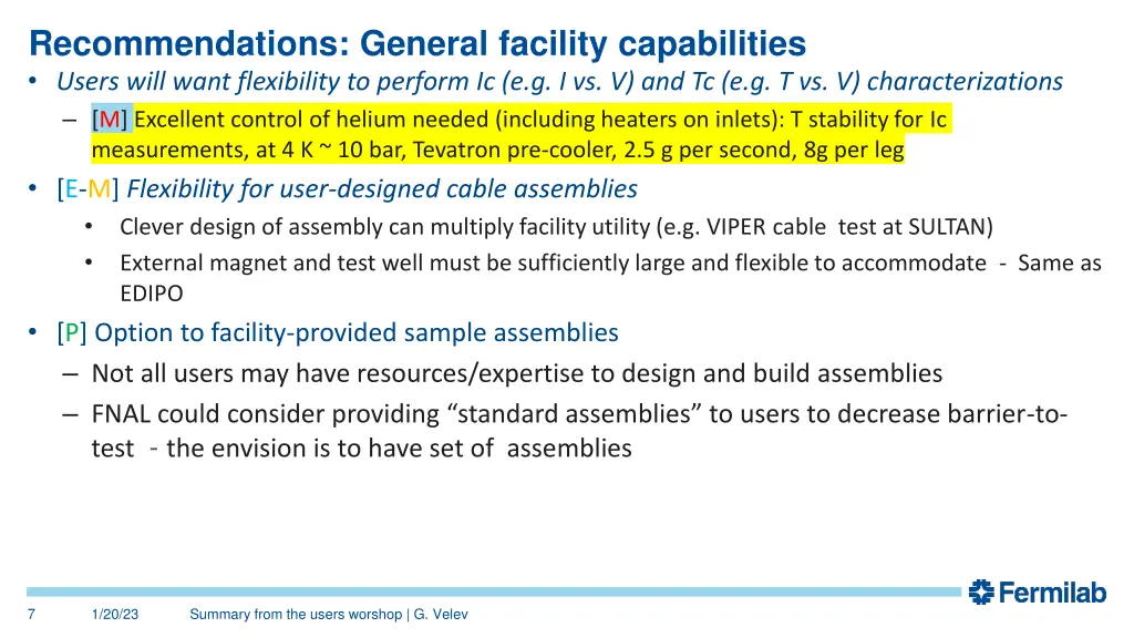 recommendations general facility capabilities 3