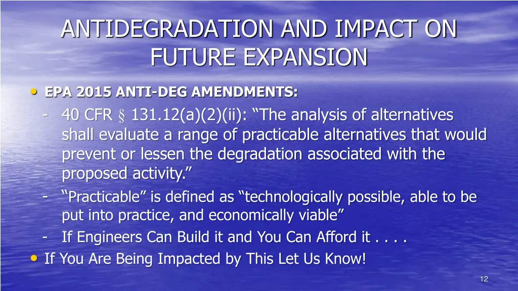 antidegradation and impact on future expansion