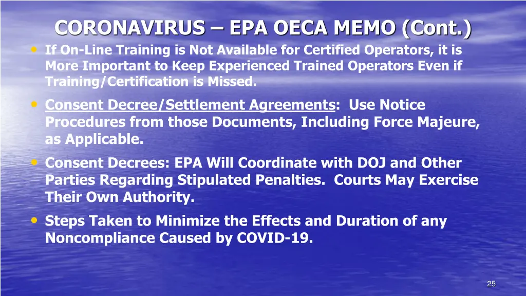 coronavirus epa oeca memo cont if on line