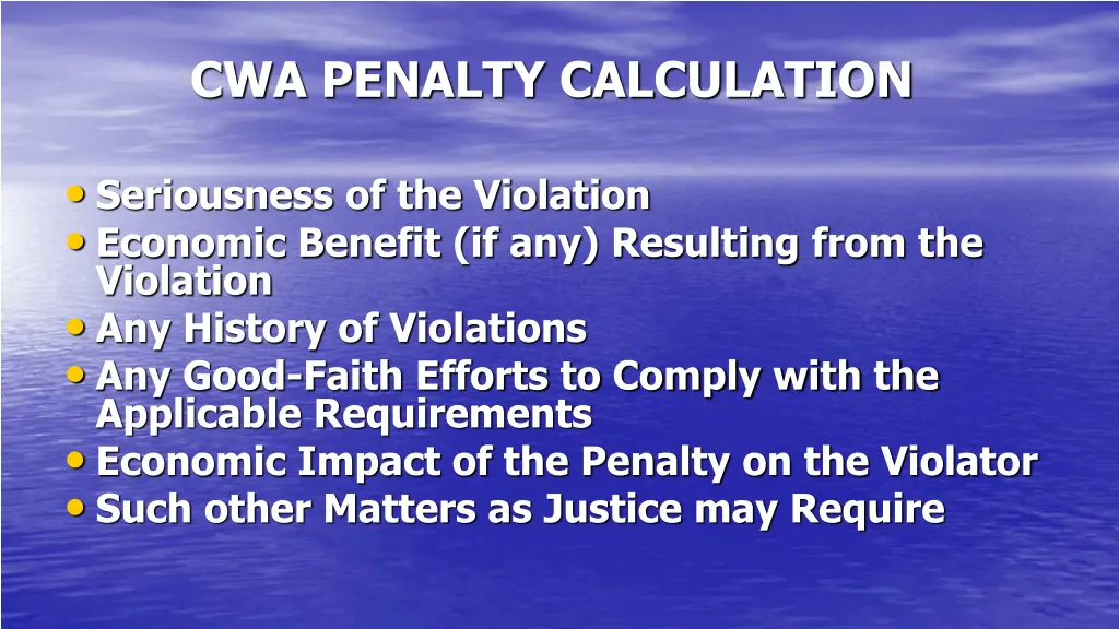 cwa penalty calculation