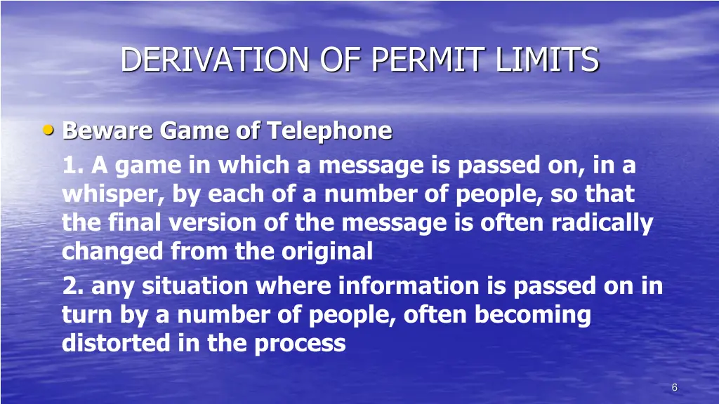 derivation of permit limits