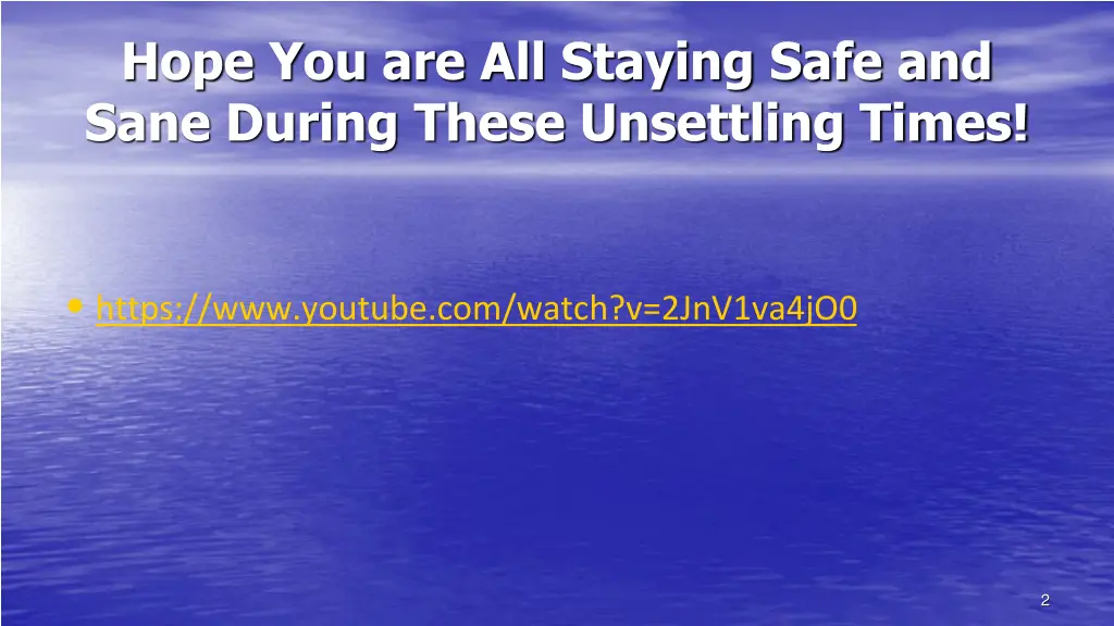 hope you are all staying safe and sane during
