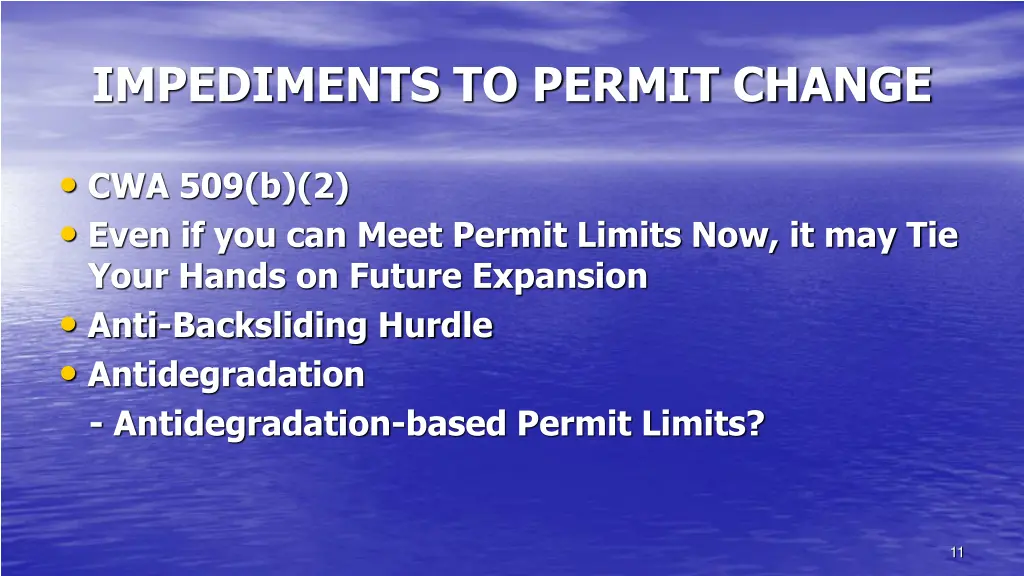 impediments to permit change