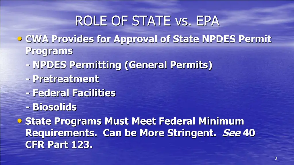 role of state vs epa cwa provides for approval