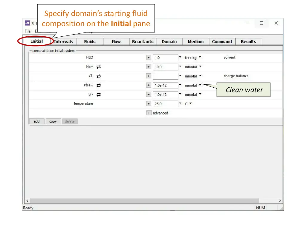specify domain s starting fluid composition