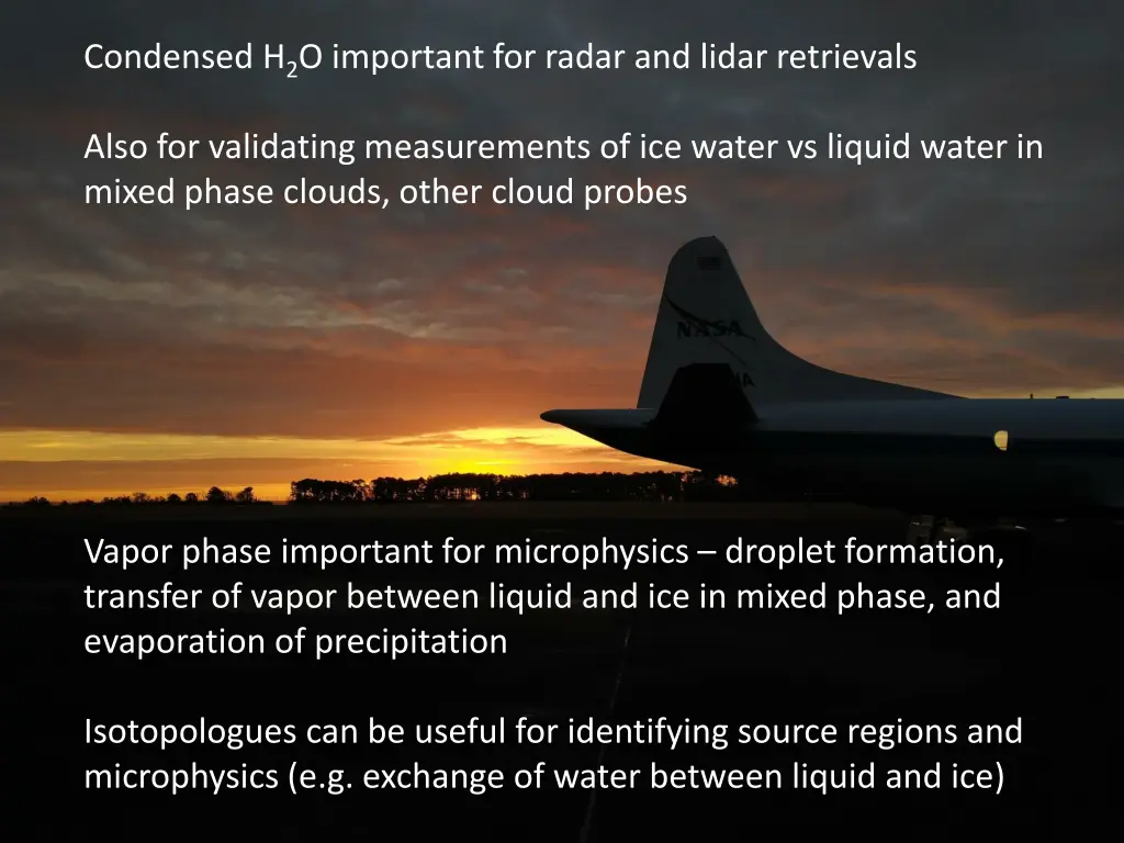 condensed h 2 o important for radar and lidar