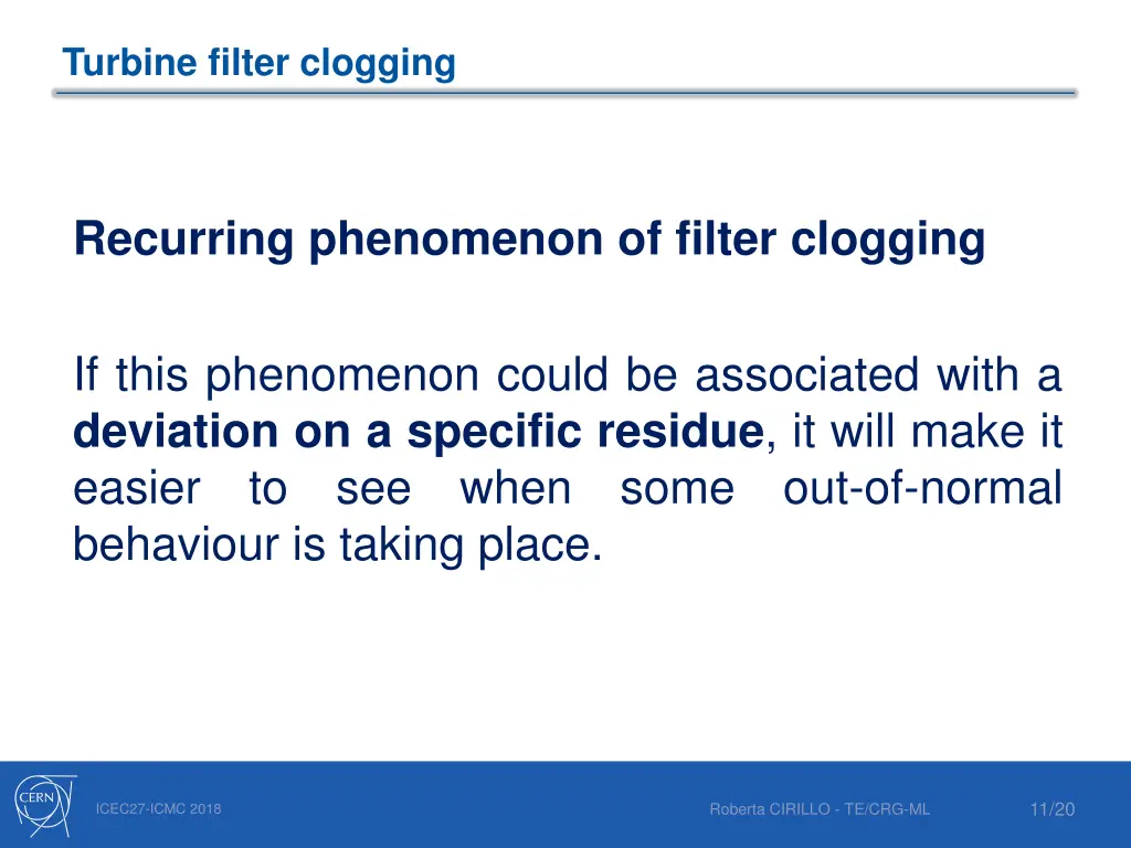turbine filter clogging