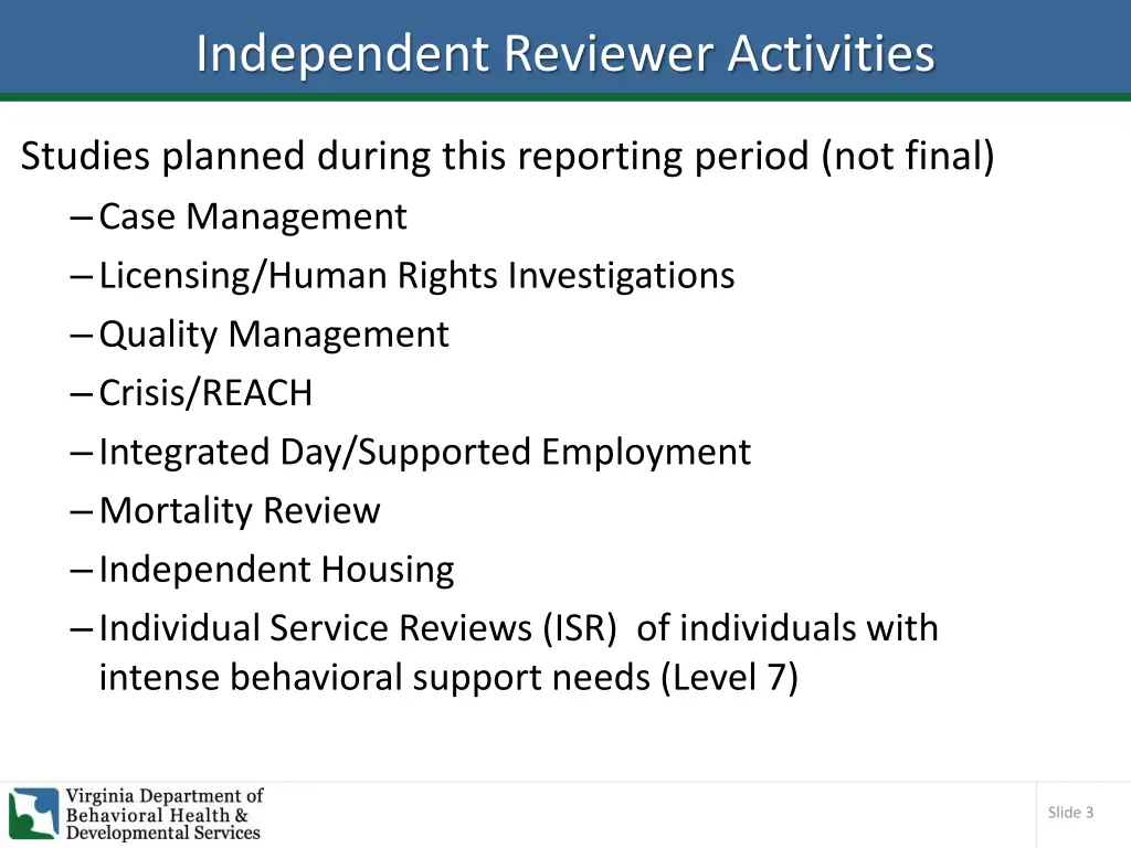 independent reviewer activities 1