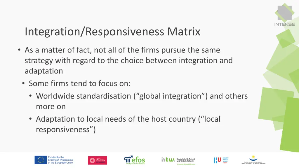 integration responsiveness matrix