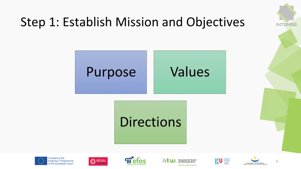 step 1 establish mission and objectives