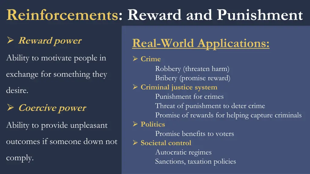 reinforcements reward and punishment
