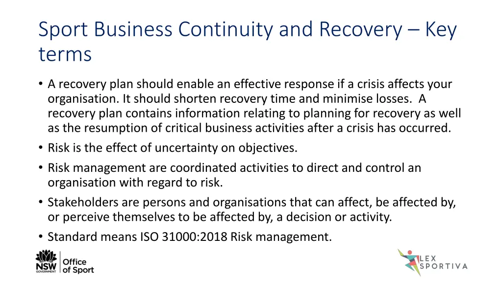 sport business continuity and recovery key terms 1