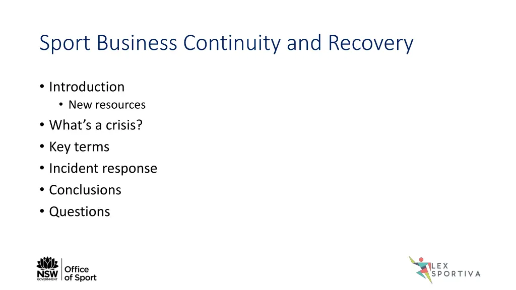 sport business continuity and recovery