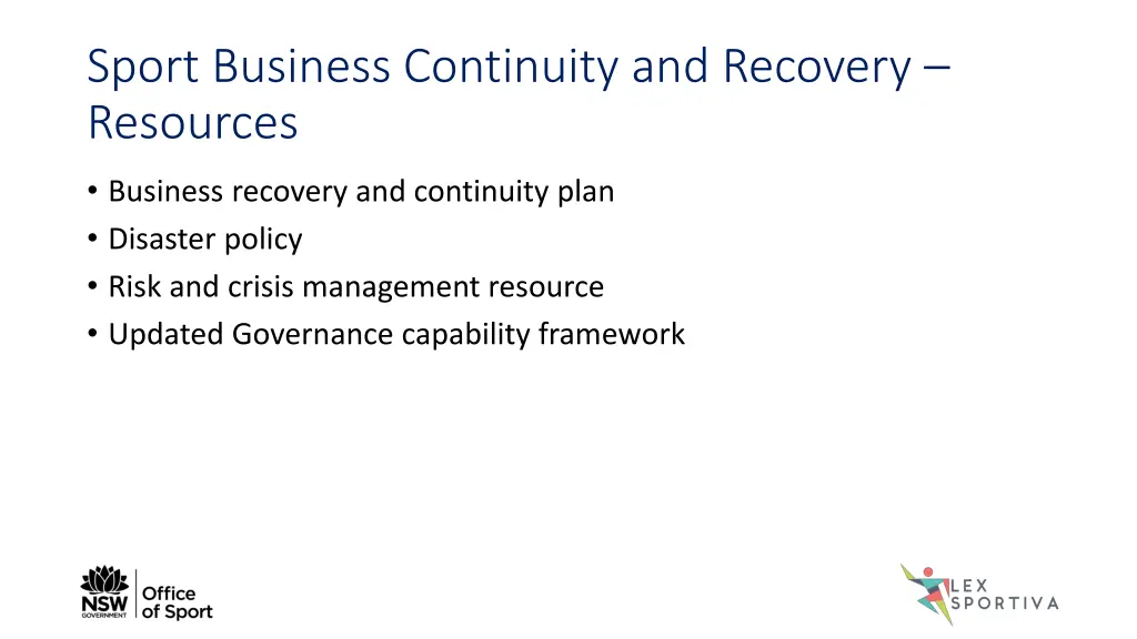 sport business continuity and recovery resources