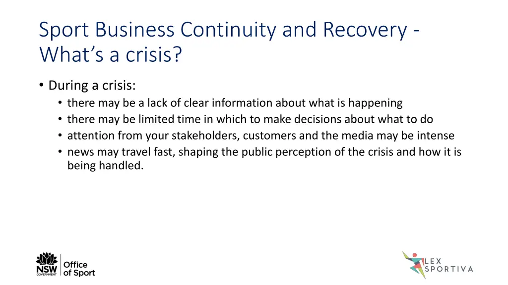 sport business continuity and recovery what 1
