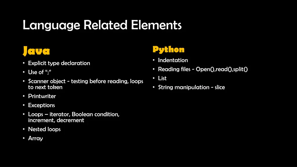 language related elements