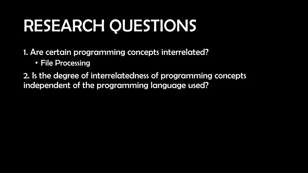 research questions
