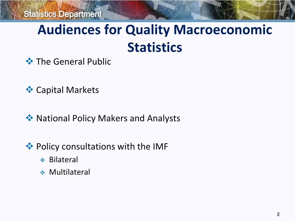 statistics department audiences for quality