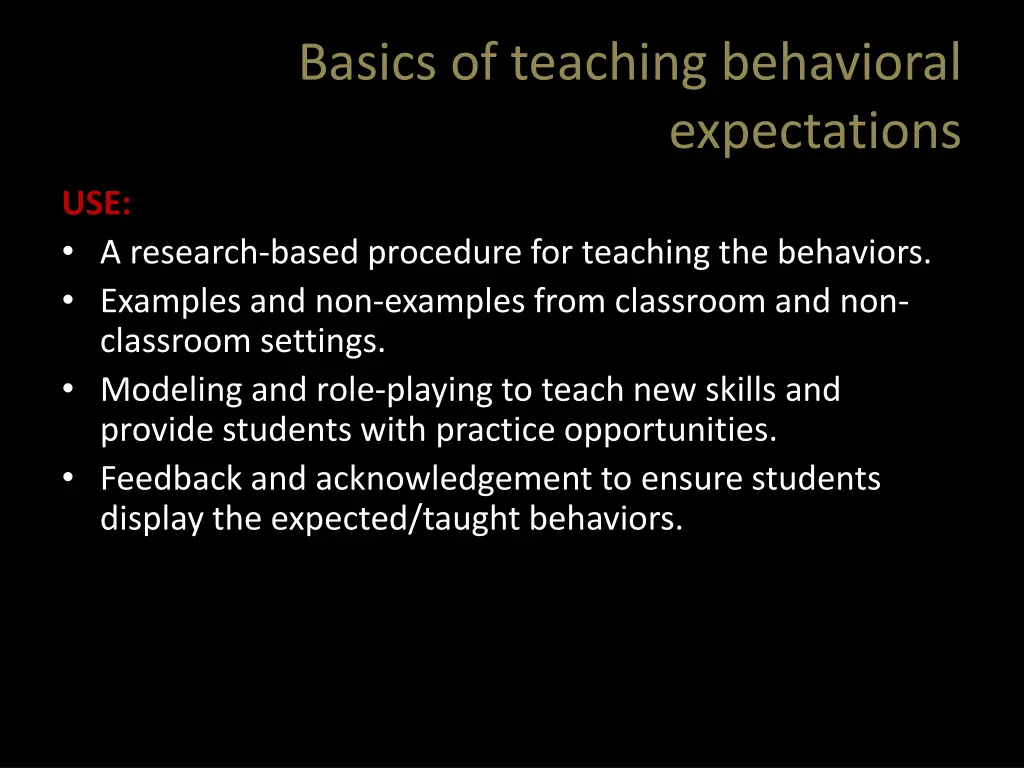 basics of teaching behavioral