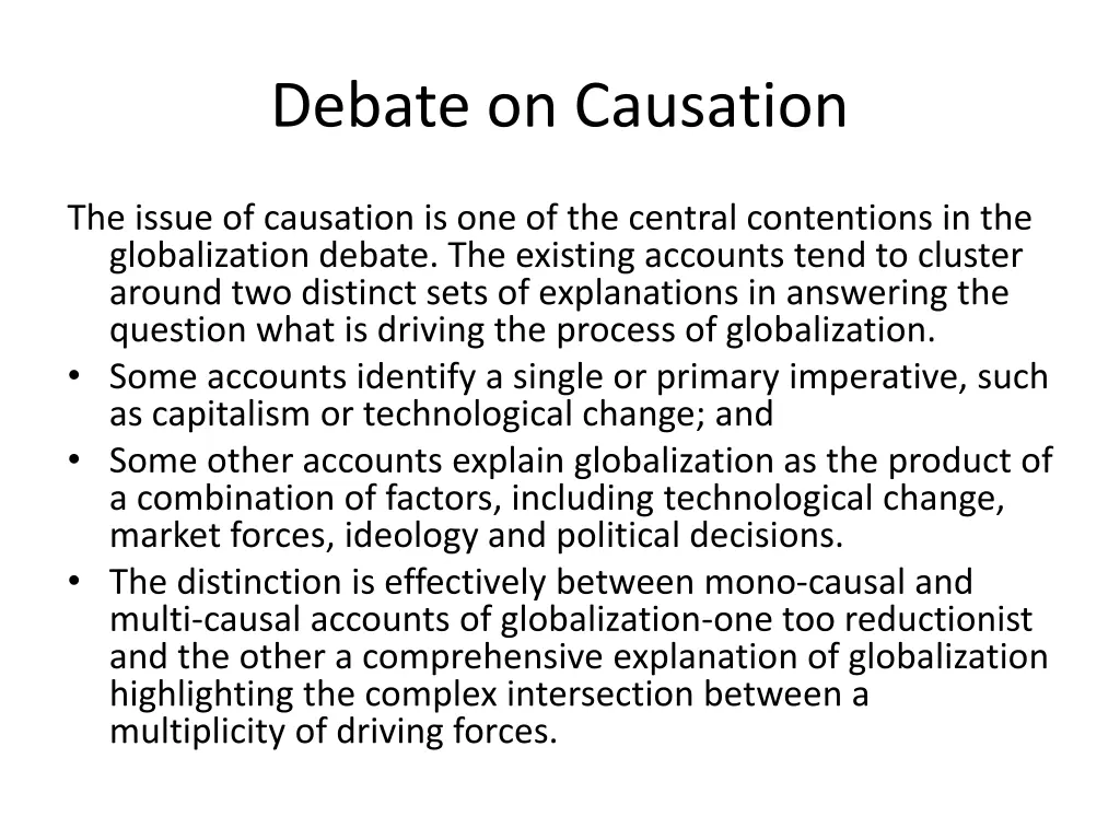 debate on causation