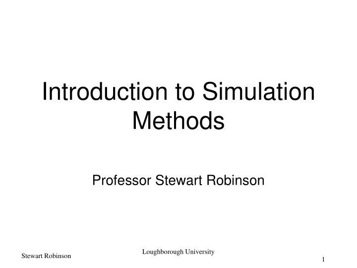introduction to simulation methods
