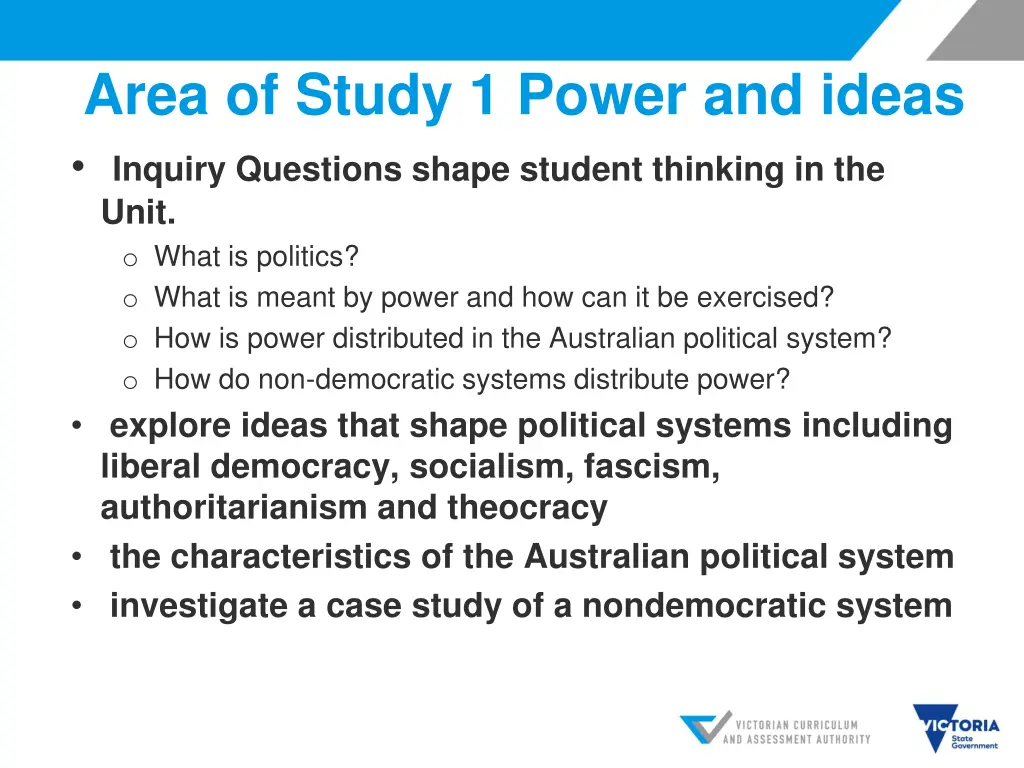 area of study 1 power and ideas inquiry questions