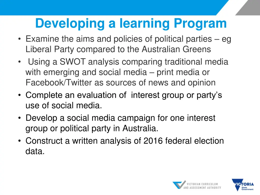 developing a learning program examine the aims