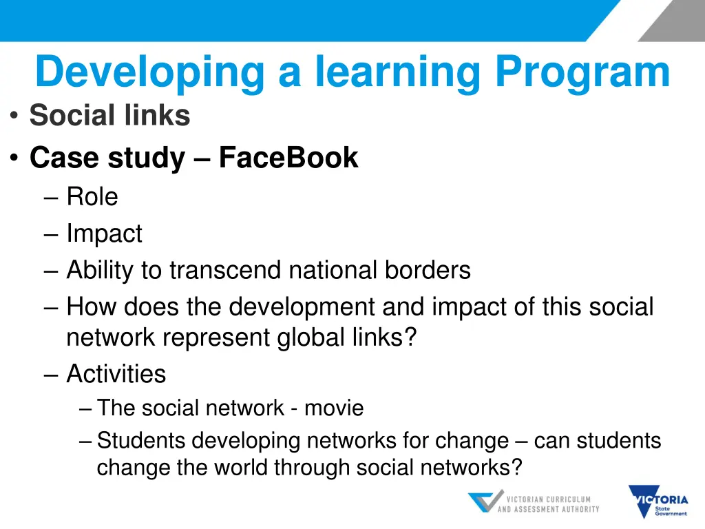 developing a learning program social links case