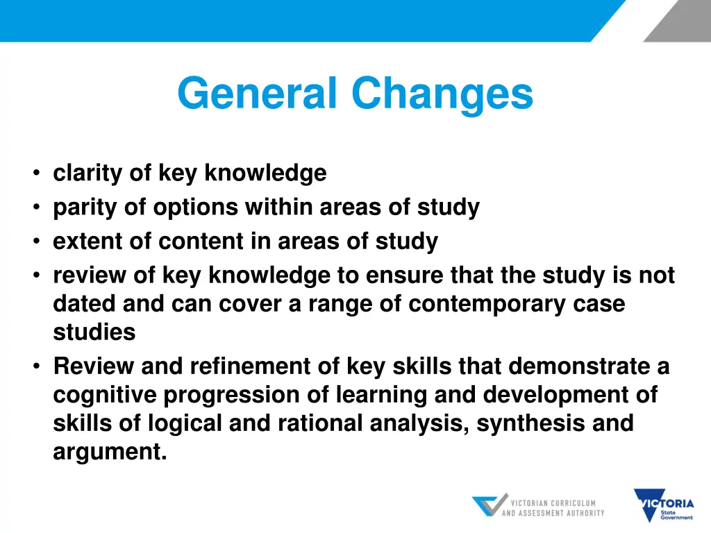 general changes