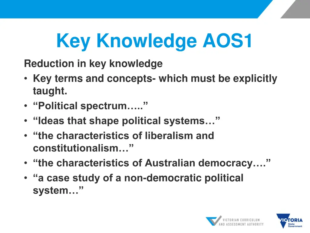 key knowledge aos1