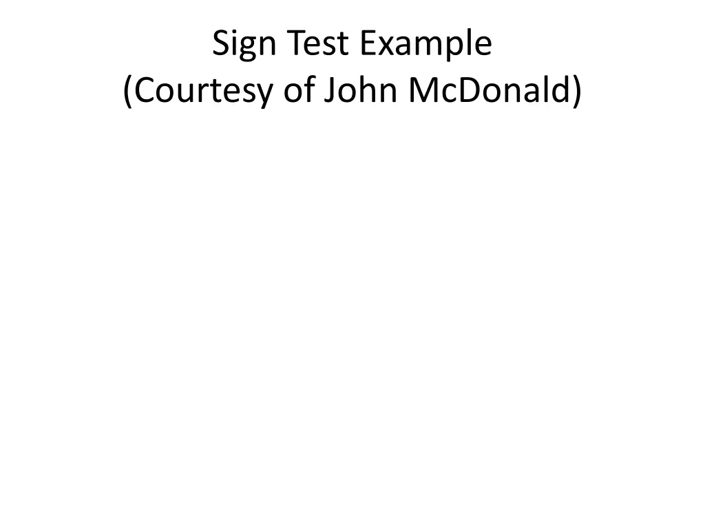 sign test example courtesy of john mcdonald