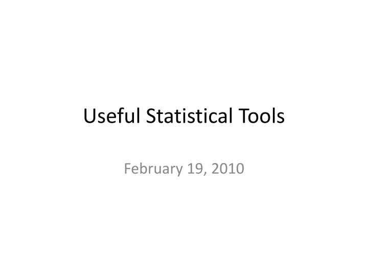 useful statistical tools