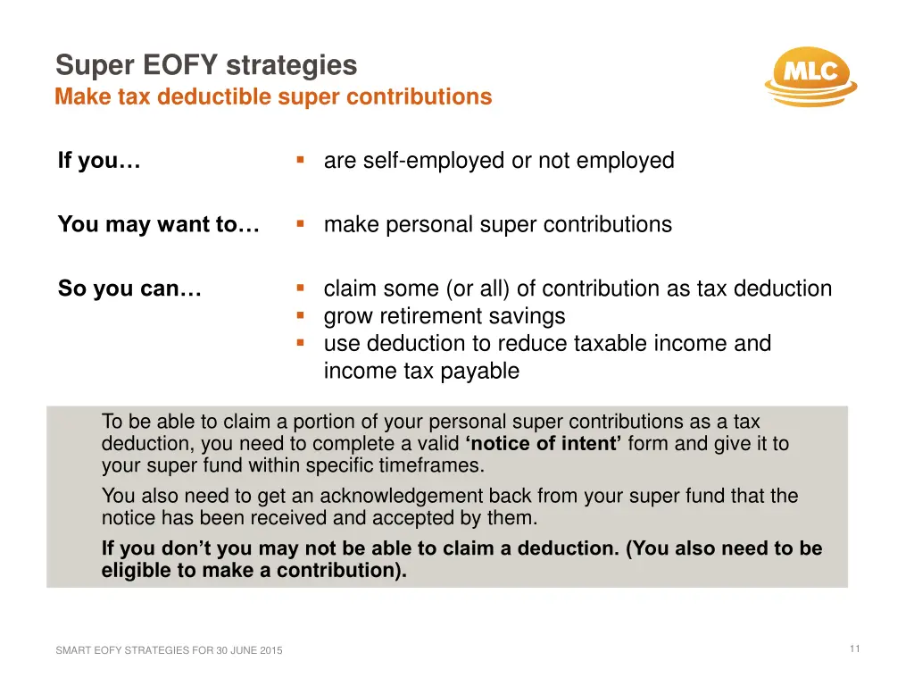 super eofy strategies make tax deductible super
