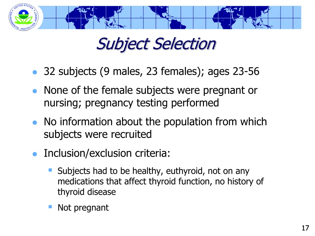 subject selection