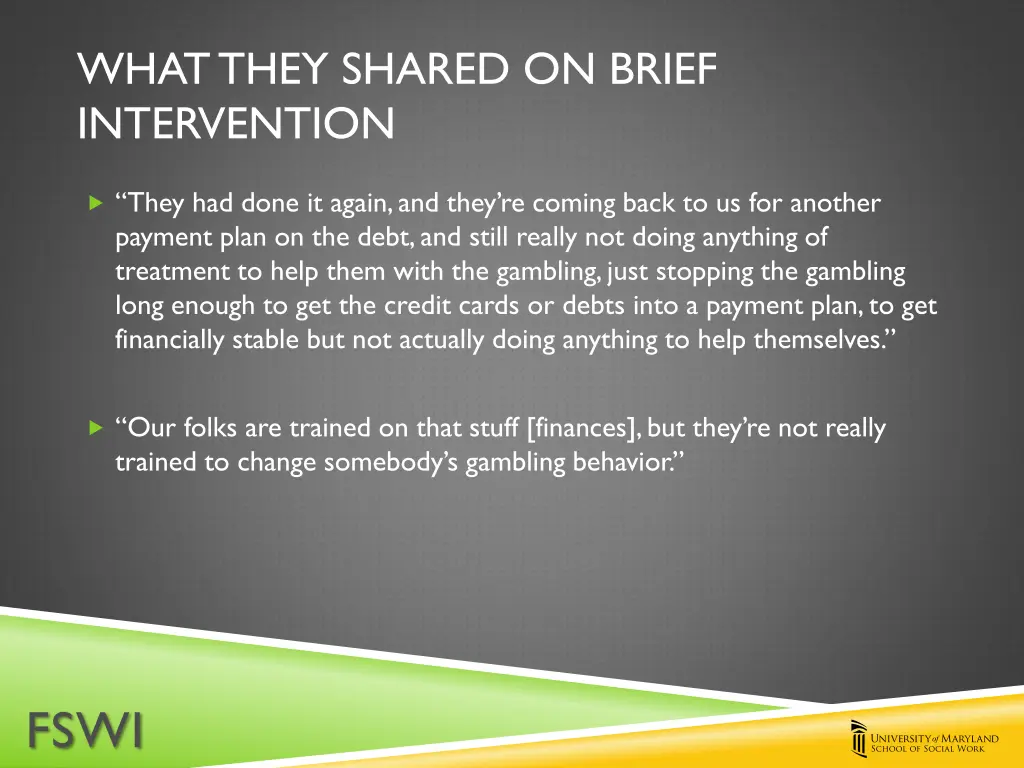 what they shared on brief intervention 1