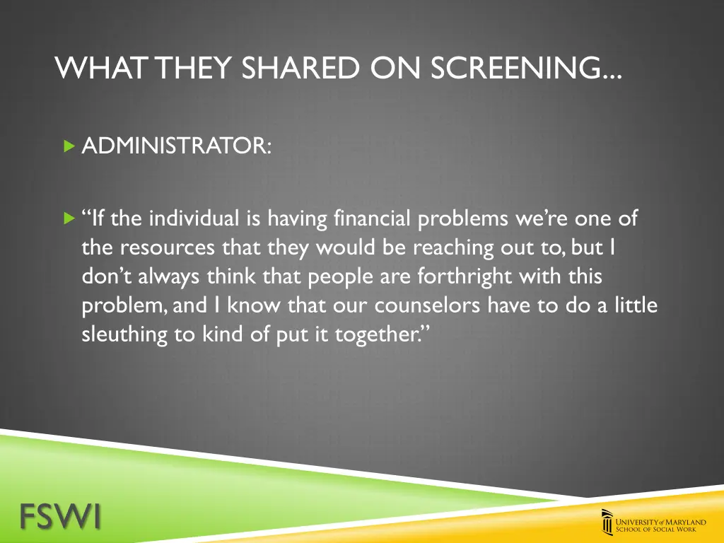 what they shared on screening 1
