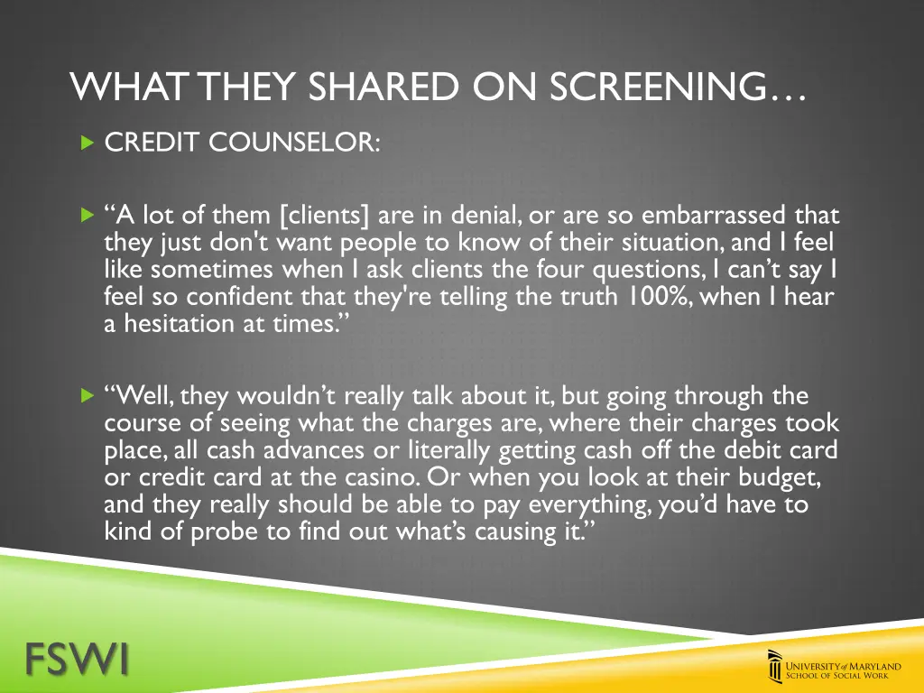 what they shared on screening