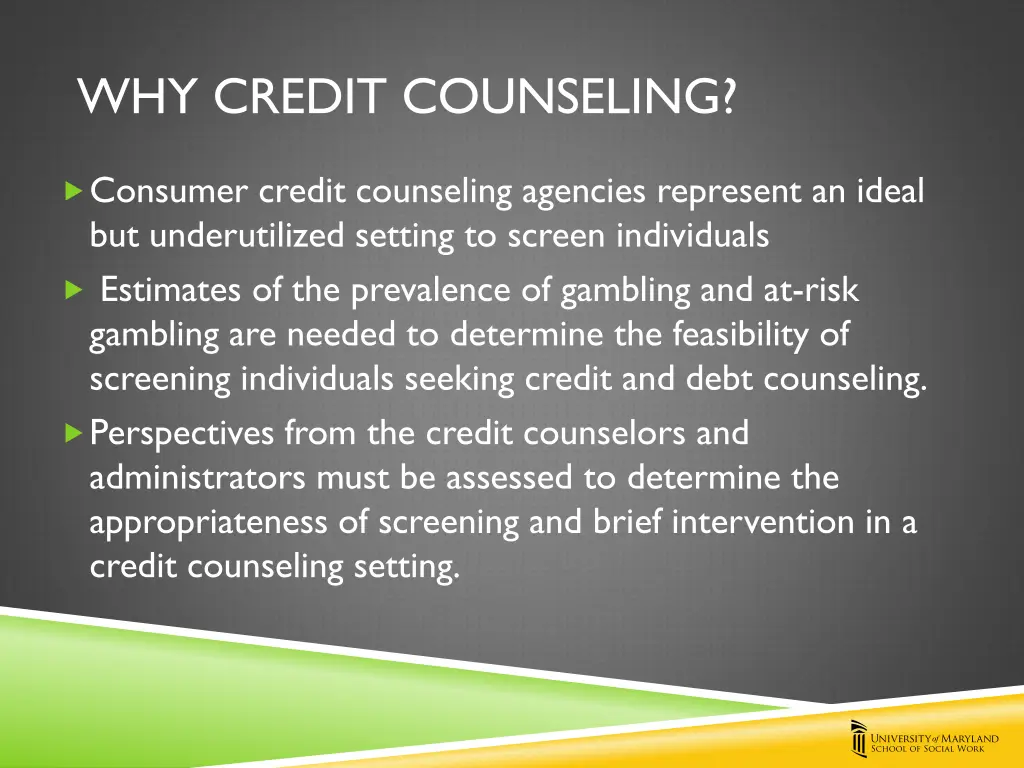 why credit counseling