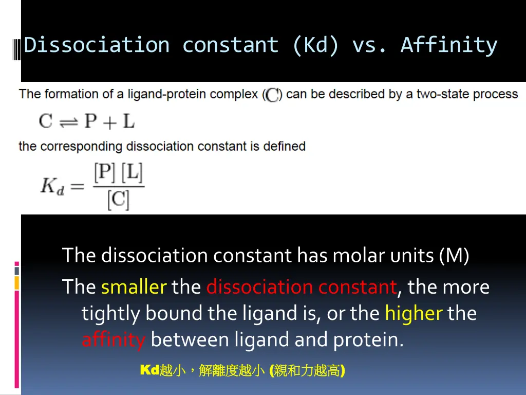 dissociation constant kd vs affinity