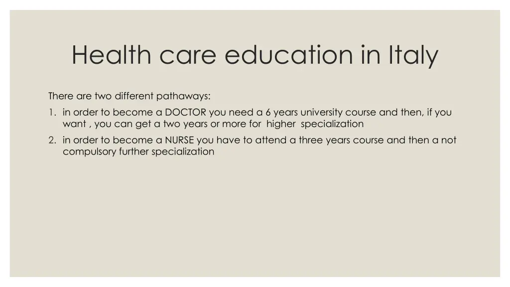 health care education in italy
