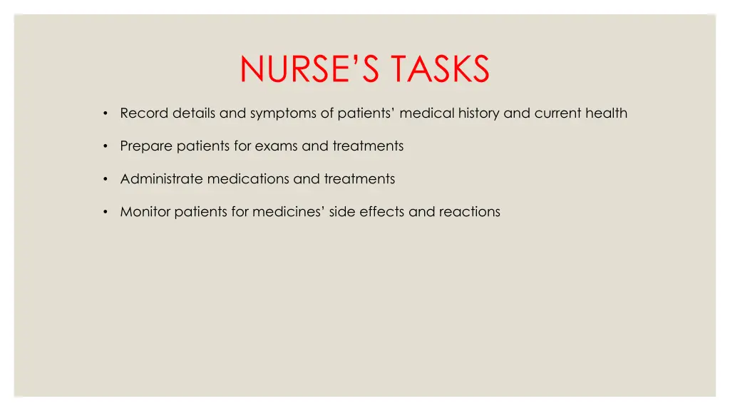 nurse s tasks