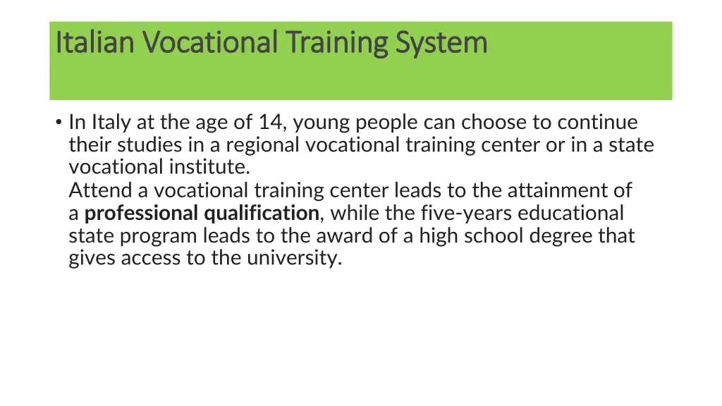 italian italian vocational vocational training