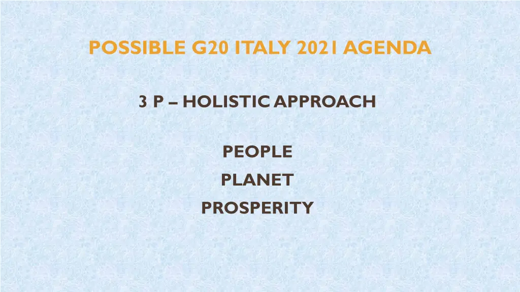 possible g20 italy 2021 agenda