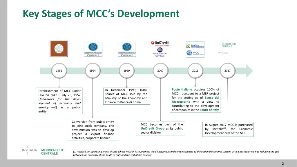 key stages of mcc s development