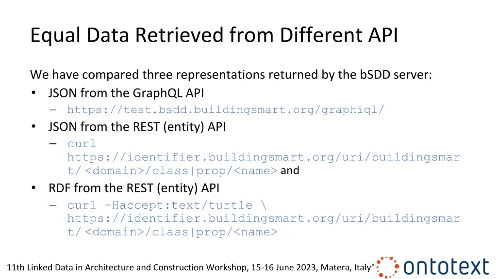 equal data retrieved from different api