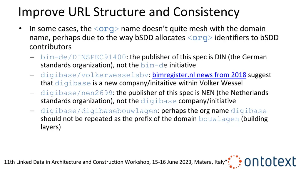 improve url structure and consistency in some