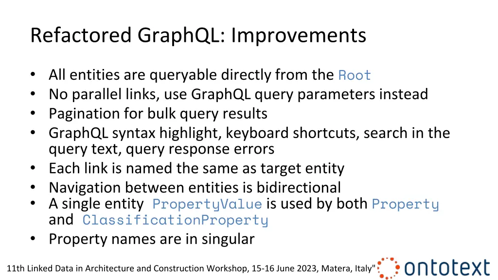 refactored graphql improvements
